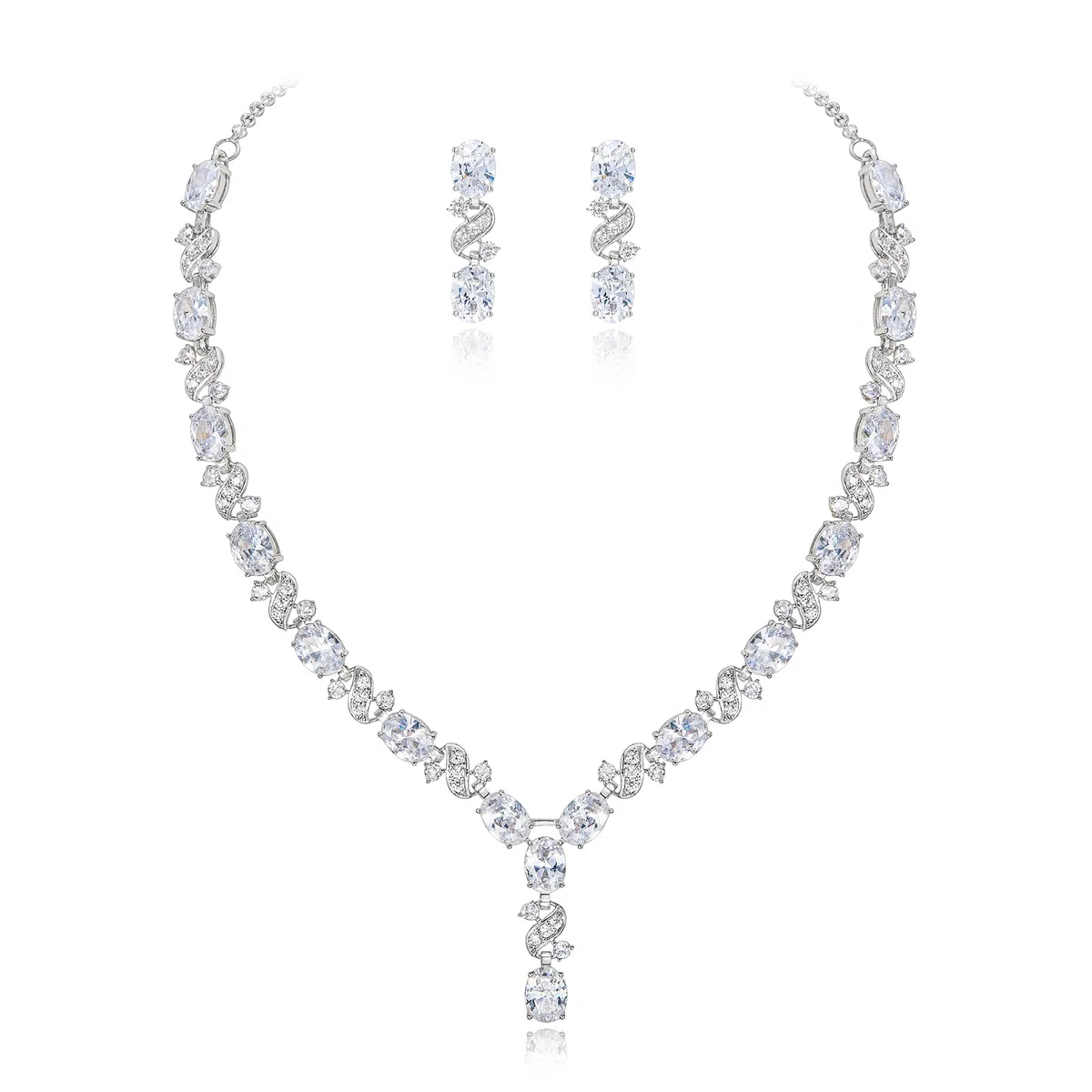 Donna Parure Gioielli-Collana Orecchini Elegante Delicato Zirconia cubica Infinito Y-Forma Collana Ciondolare Set