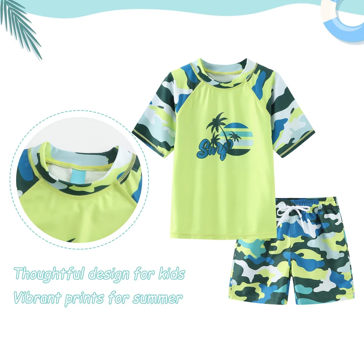 Costume da bagno a maniche corte per bambini, costume da bagno in due pezzi, asciugatura rapida 98-170