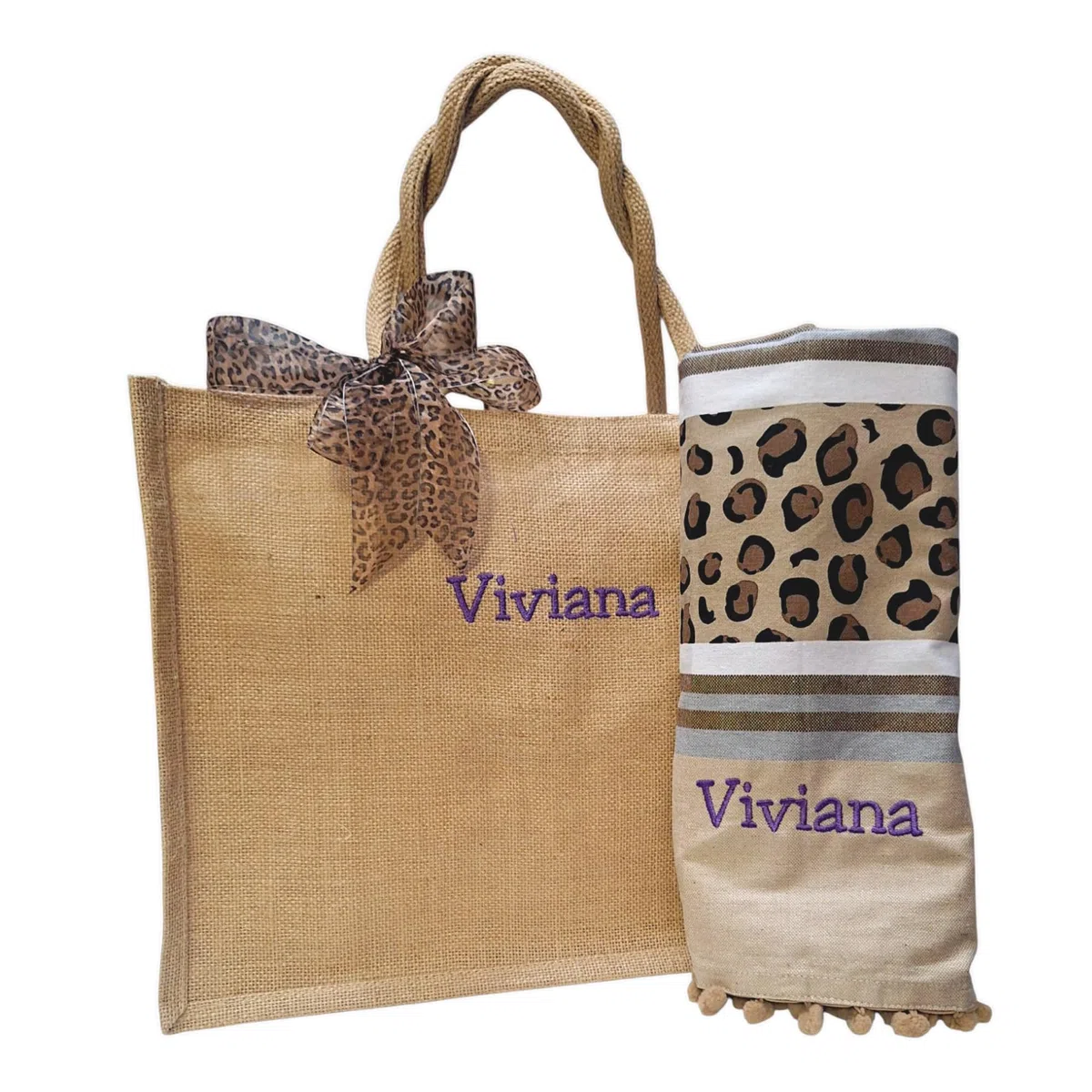 Borsa mare con telo personalizzabile con ricamo. Borsa in Juta e telo mare Idea regalo donna. Edizione limitata