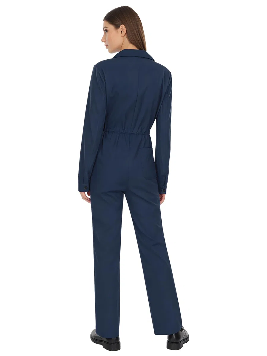 Runhomal Uniforme di Lavoro Donna Adulto Tuta Blu Lavoro Industriale Meccanici