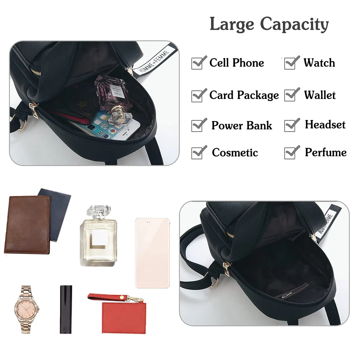 Mini zaino alla moda per ragazza, piccolo zaino con pompon da donna, in pelle PU, per viaggi, appuntamenti e shopping