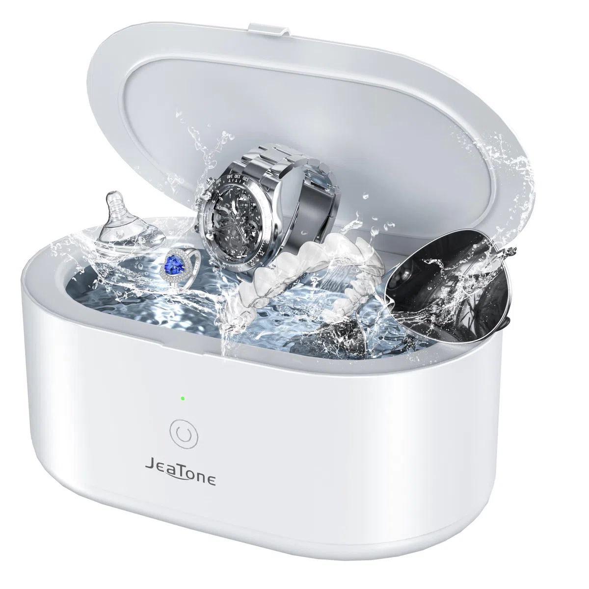 JeaTone Pulitore Ultrasuoni, Pulitore a Ultrasuoni da 600 ml Pulitore Ultrasuoni Apparecchio Denti a 46KHz, Professionale Portatile ad Pulitore Ultrasuoni Gioielli per Protesi, Occhiali, Orologi