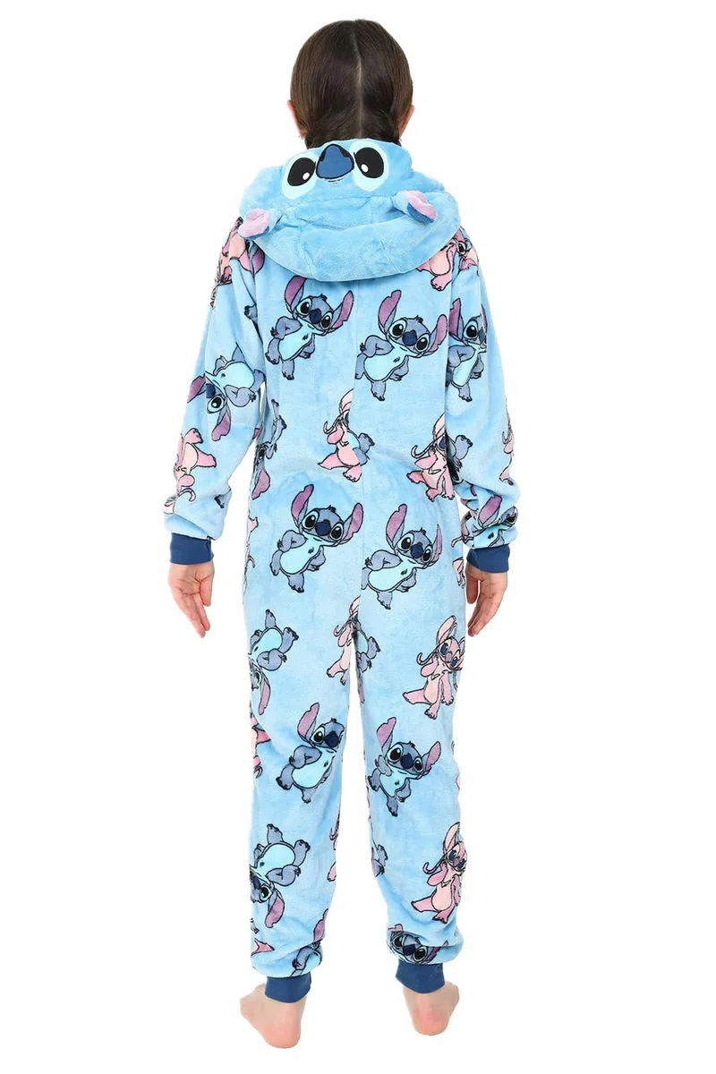 Disney Tutina da bambina in pile blu con motivo Lilo e Stitch Stitch & Angel, tutto in uno