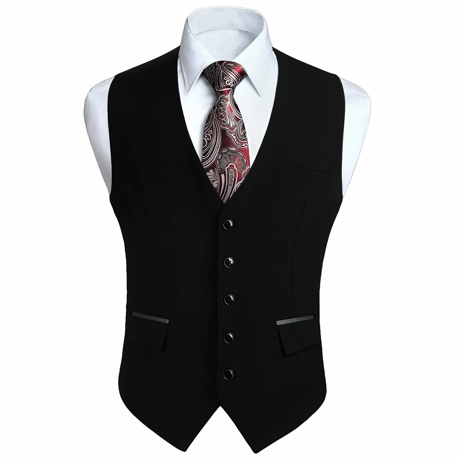 HISDERN Gilet da Uomo Formale Elegante Casual Gilet da Abito in Cotone per Nozze Festa Attività Panciotto Uomo Vest