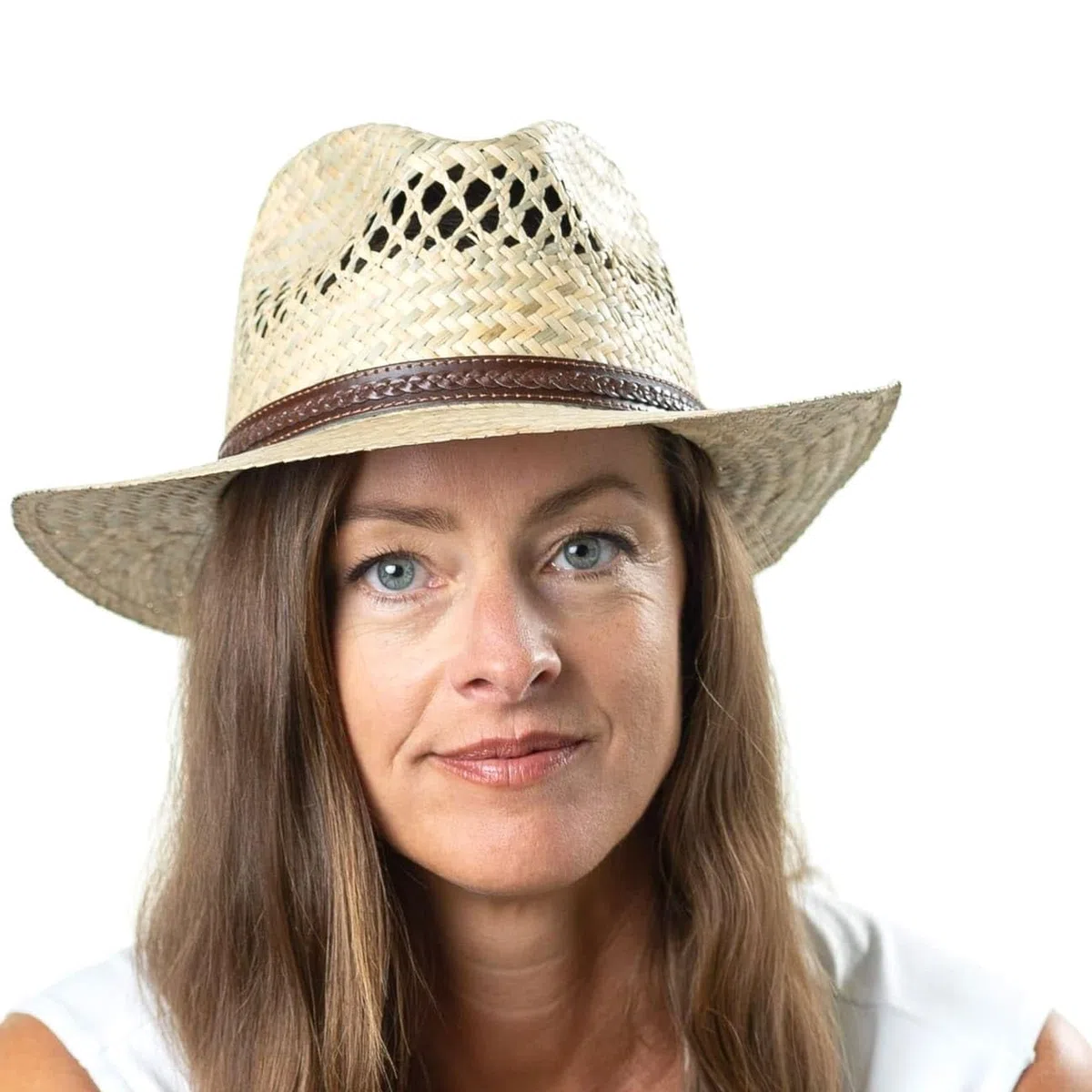 LIPODO Steven Traveller Cappello di Paglia Unisex 100% Paglia Made in Italy Estivo con Cordoncino in Pelle Colori Naturali