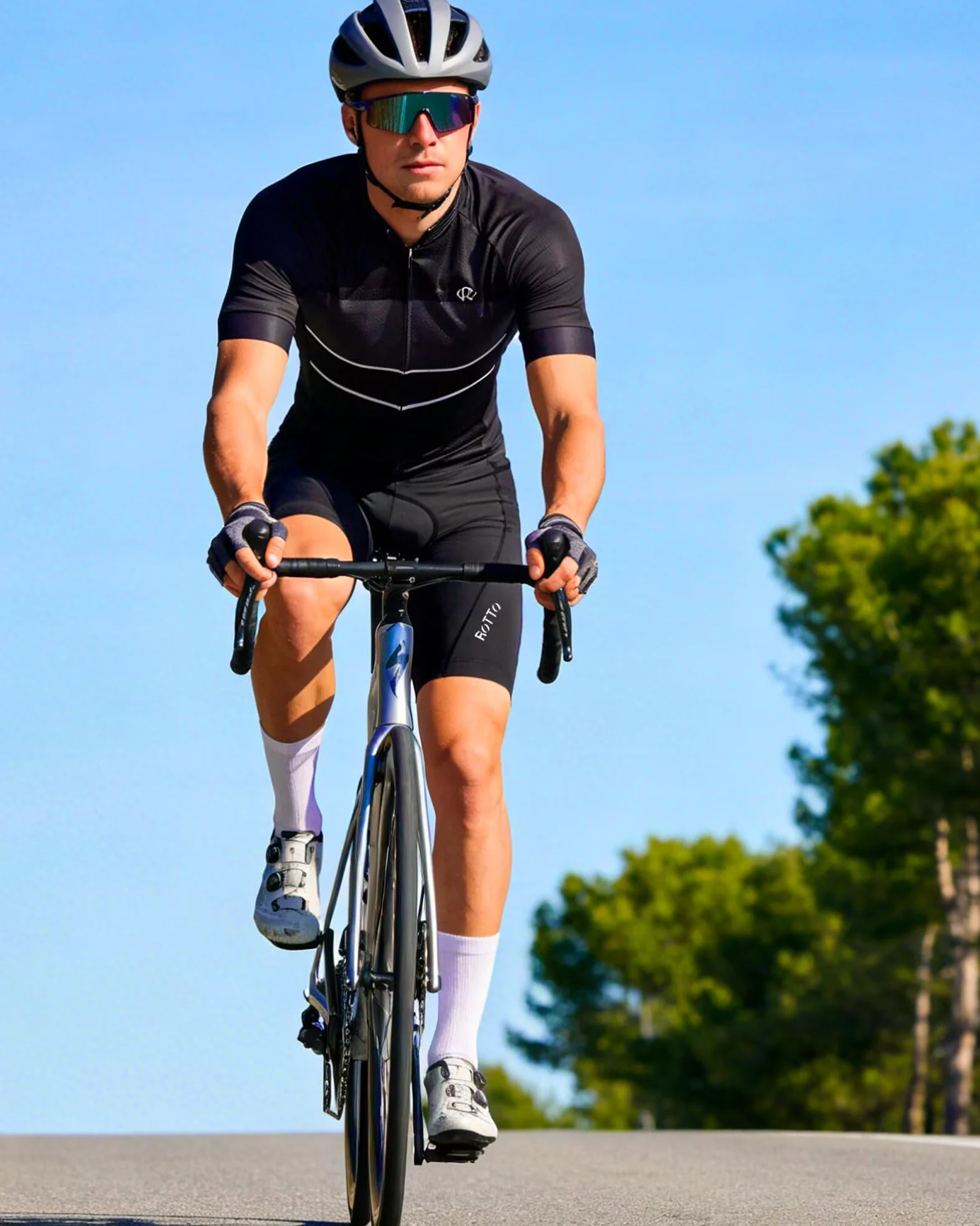 ROTTO Salopette Ciclismo Uomo Pantaloncini Bici Imbottiti con Spugna e Gel per Bicicletta su Strada e Mountain Bike