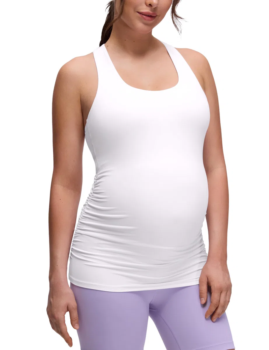 CRZ YOGA Butterluxe da Donna Racerback maternità Cisterna Cima Increspato Gravidanza Imbottito Yoga Cima