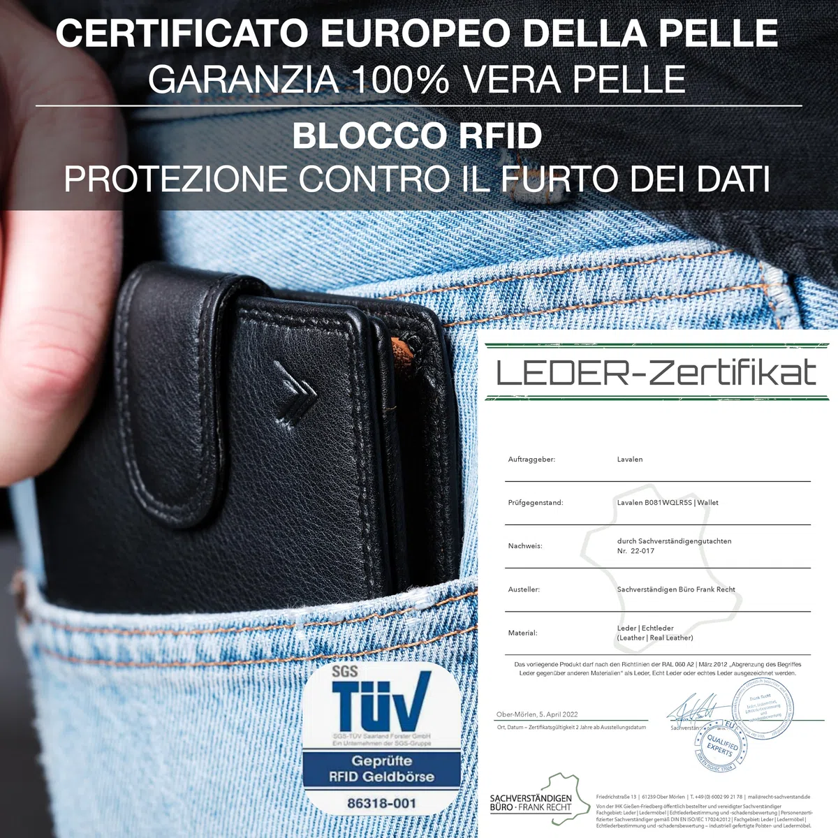 Portafoglio Uomo Pelle Vera - Portamonete Uomo Elegante con Blocco RFID - Porta Carte di Credito Grande – Wallet for Men - Portafoglio Slim con Portamonete - Idee Regalo Papá.