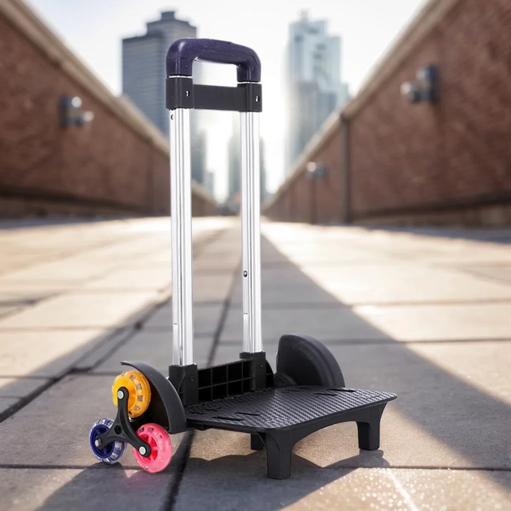 6 Carrello Trolley Pieghevole con Manico Telescopico per Viaggi, Scuola e Borse