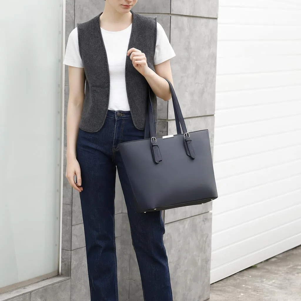 David Jones - Borsa Tote Shopper Grande Capacità Donna - Borsa a Spalla Tracolla Lavoro Manico Lungo PU Pelle - Borse a Mano Capiente A4 - Shopping Bag Sacchetto Ufficio Scuola Viaggio