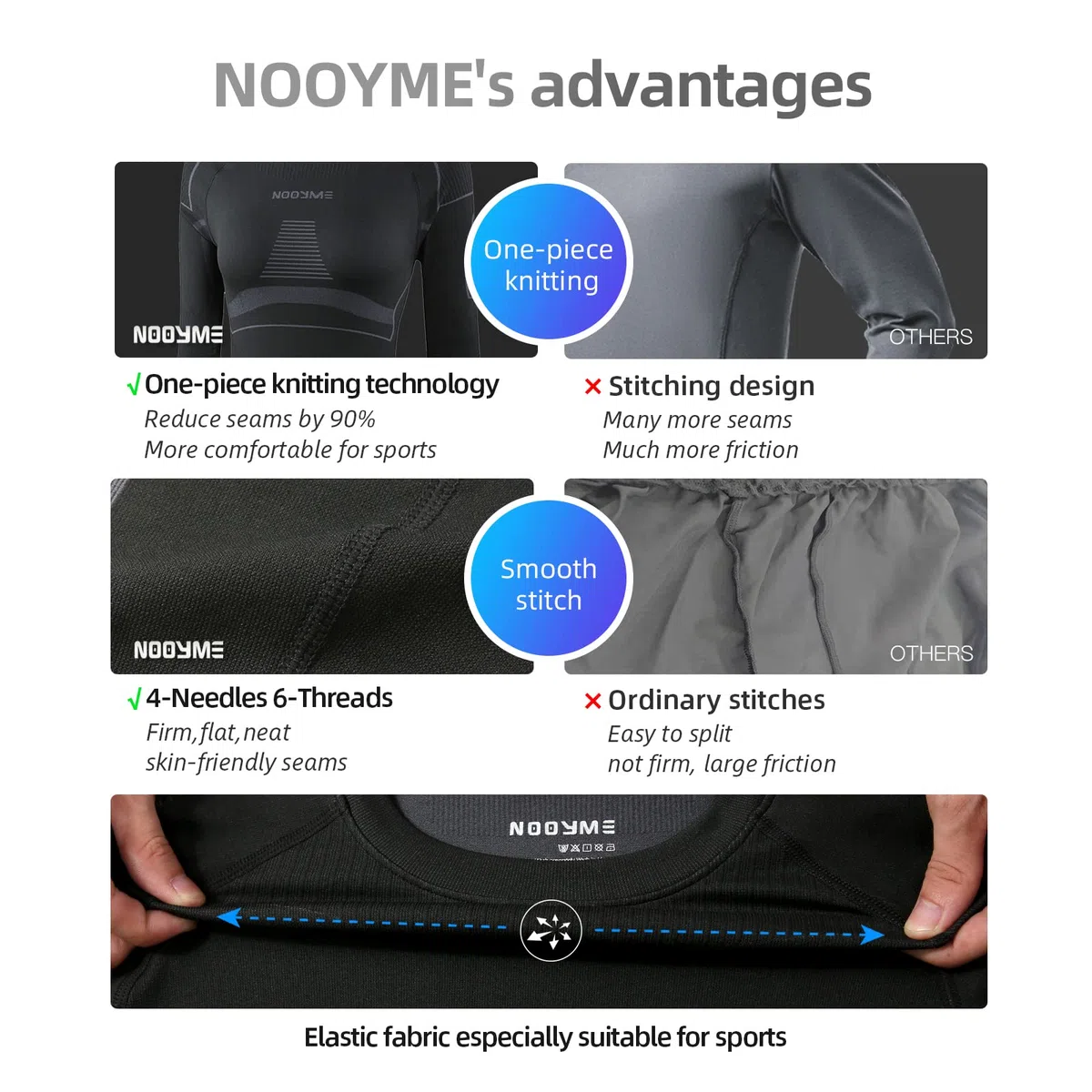 NOOYME Intimo Termico Donna Traspirante Set Pantaloni e Maglia Termica Donna Biancheria Intima Termica per Sci Elastica e Asciugatura Rapida
