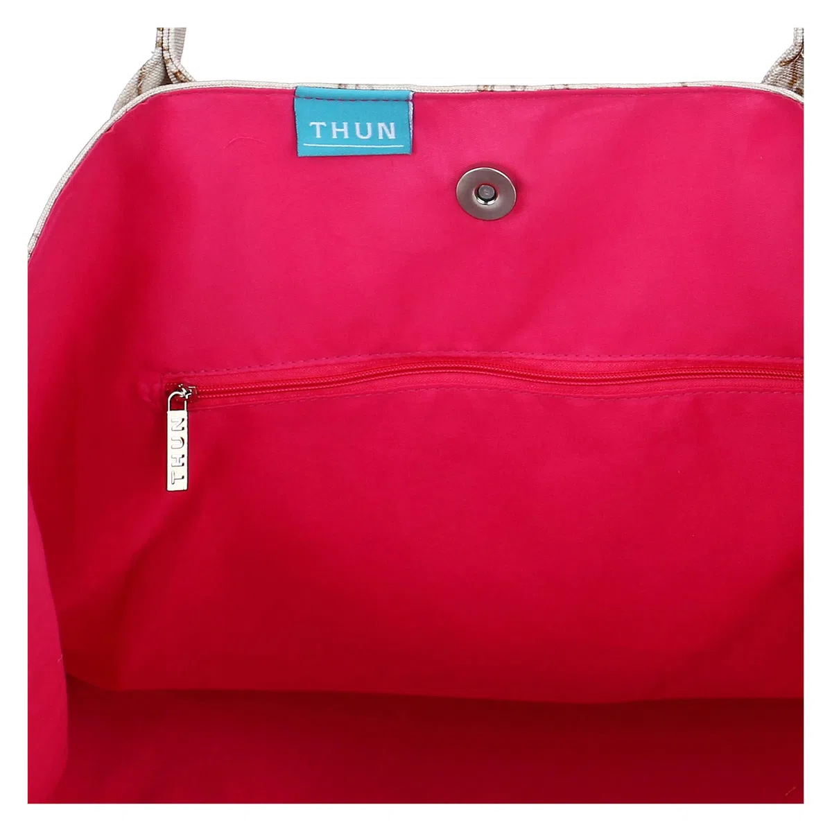 THUN - Borsa mare con pochette e charm Eleganza Esotica - 100% poliestere, Borsa 42X37X14 cm, Pochette 20x28 cm