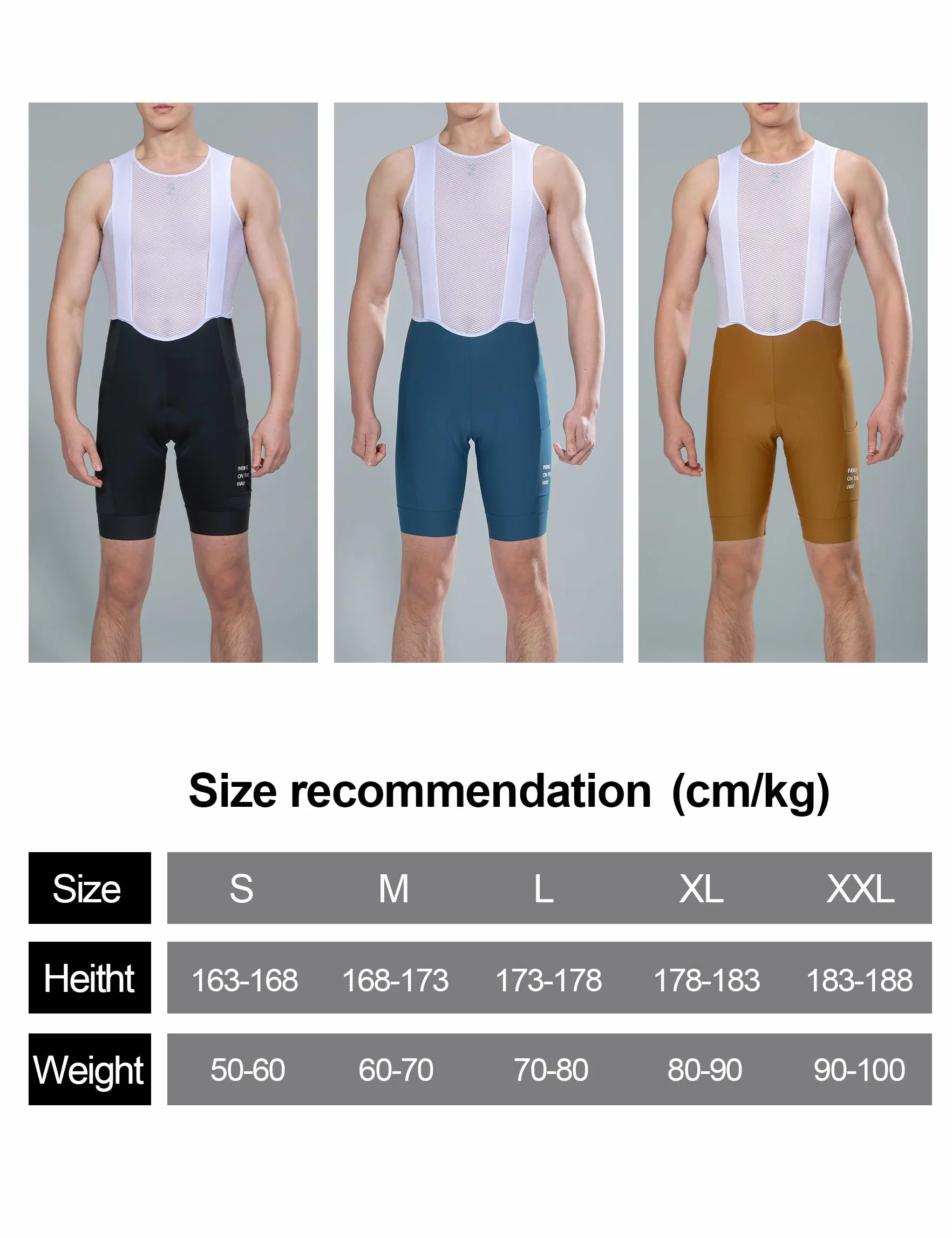 INBIKE Salopette Ciclismo Uomo con Fodello 3D Pantaloncini Bici da Strada con Bretelle Pantaloncini MTB Traspirante Asciugatura Rapida Abbigliamento Ciclismo Estivo
