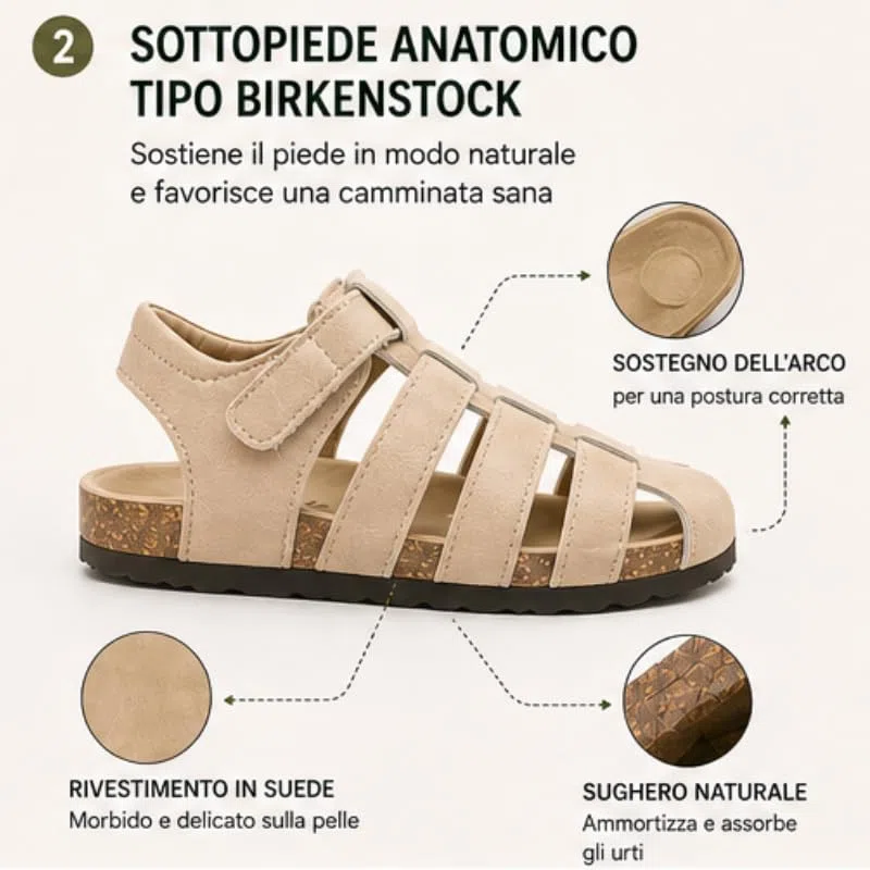 OrJana Sandali Bambini e Ragazzi con Plantare Ergonomico, Punta Chiusa, Modello a Fasce Incrociate, Taglie 20-38