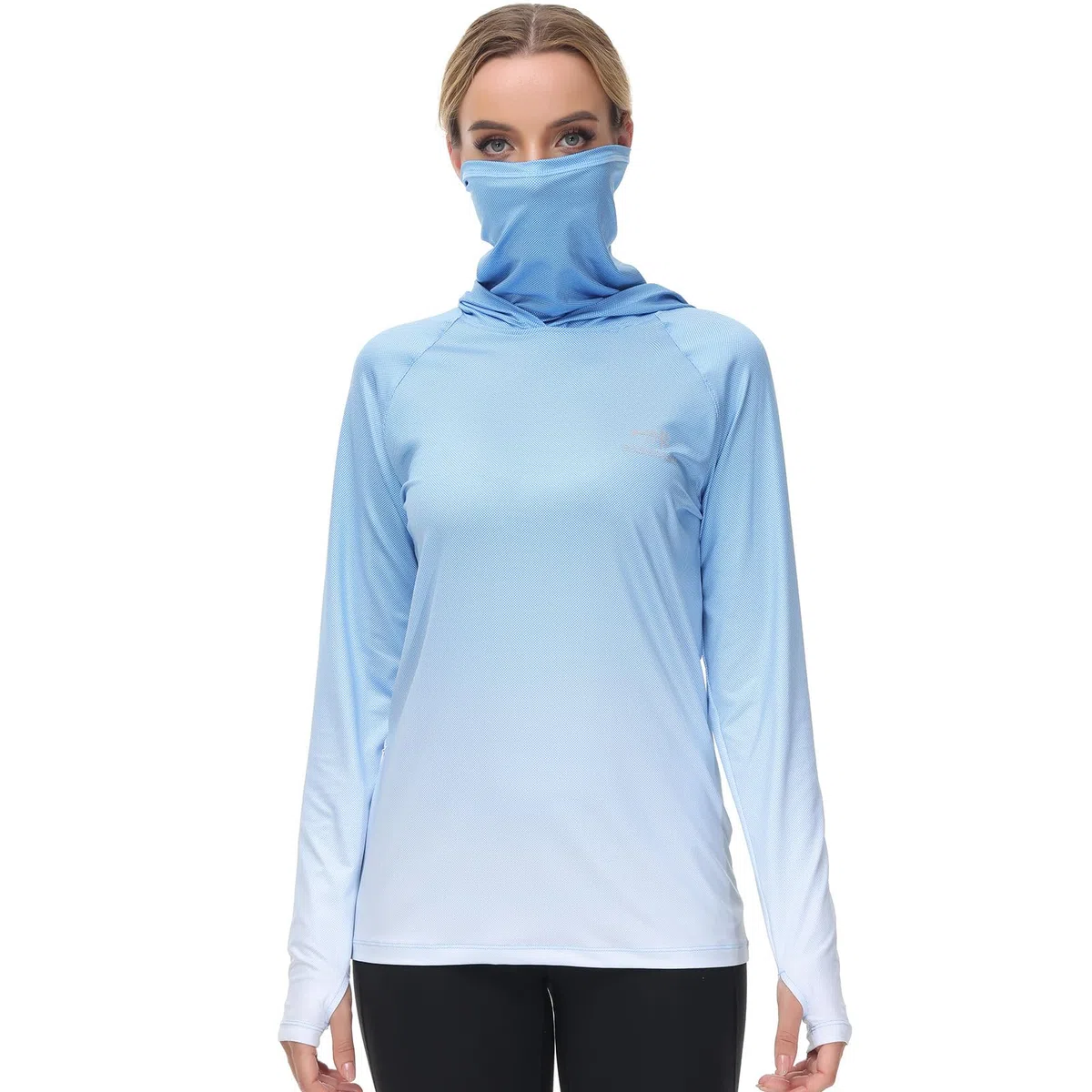 Bassdash FS23W Camicia con Cappuccio da Pesca UPF 50+ da Donna con Maschera Facciale e Fori per i Pollici
