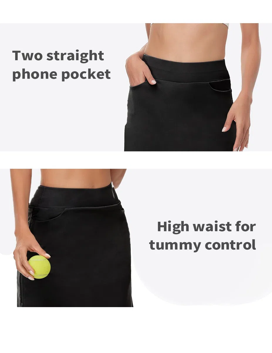 Soneven Gonna con Pantaloni da Donna, Lunghezza al Ginocchio, Corta, Gonna da Tennis, Gonna da Trekking da Donna, con Pantaloncini Interni, Gonna Sportiva da Tennis, con Tasche e Coulisse Regolabile