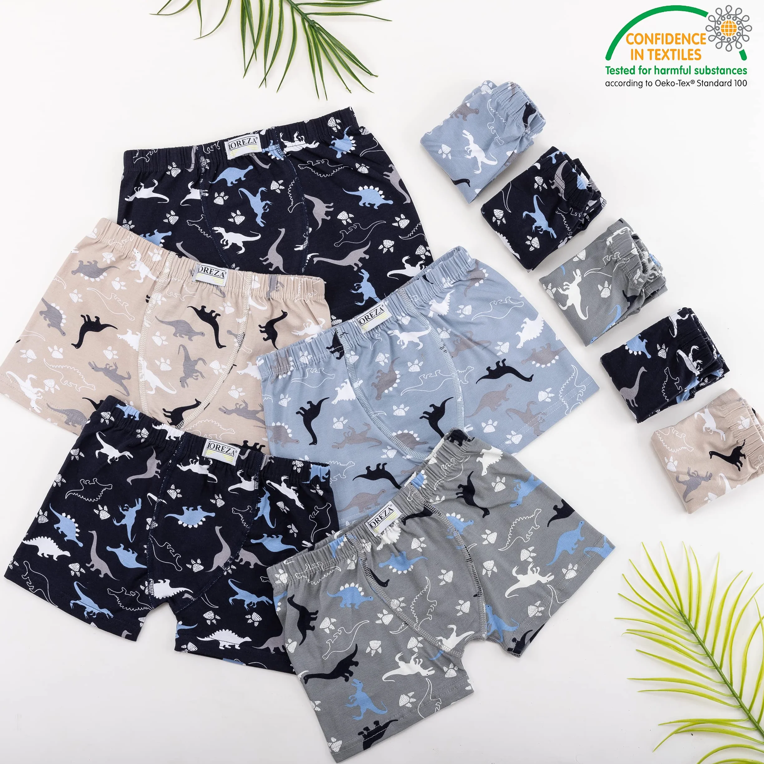 LOREZA ® 10 Boxer Slip Ragazzi Boxer Slip Dino Motivo Mutande Cotone 1-11 Anni