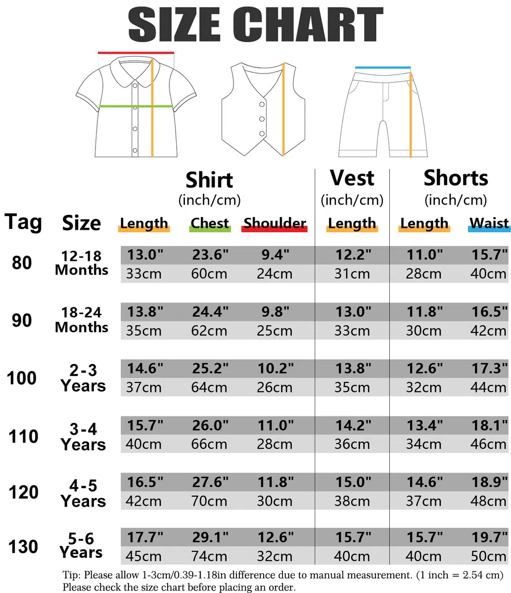 mintgreen Ragazzino Abito da Gentiluomo, 3pezzi Abbigliamento per Battesimo a Spina di Pesce Camicia + Gilet + Pantaloncini, 1-6 Anni