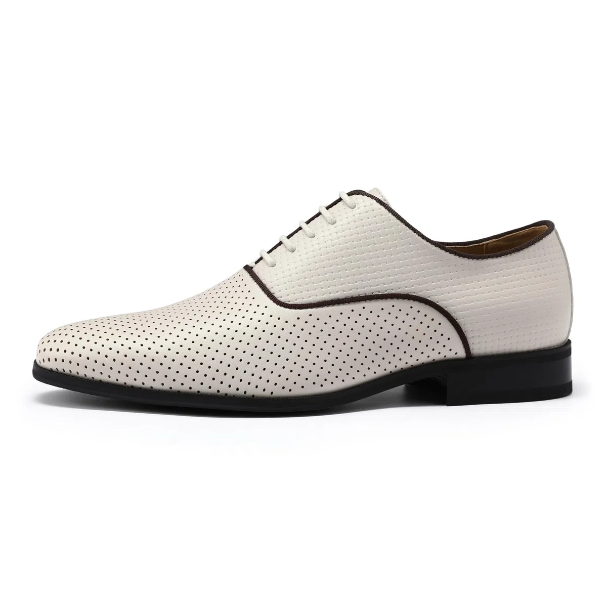 YFFUSHI Scarpe Stringate per Uomo Oxford Perforate e Traspiranti in PU Tessuto Formali e Casual per Lavoro