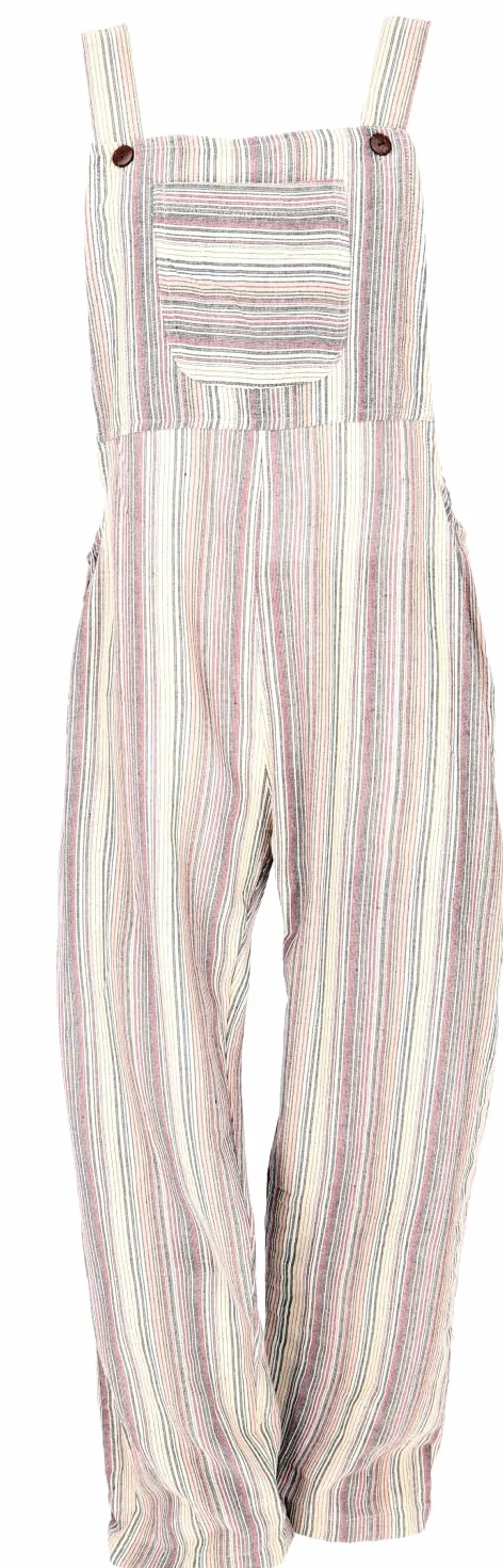 GURU SHOP Salopette ariose stile etnico boho oversize, tuta estiva da donna, in cotone
