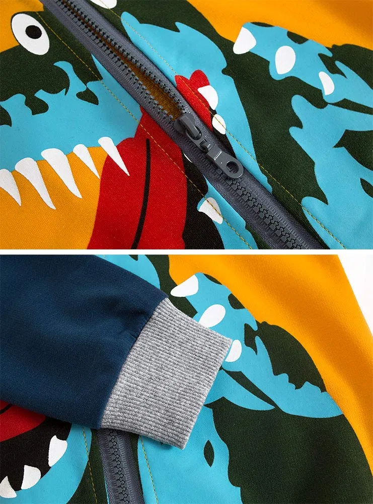 TEDD Felpe con Cappuccio per Ragazzi Dinosauro Coccodrillo 100% Cotone Zip Cerniera Felpa Copricapo Giacca Bambini 1-12 Anni