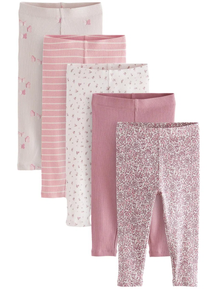 NEXT Ragazza Confezione da 5 Leggings a Coste