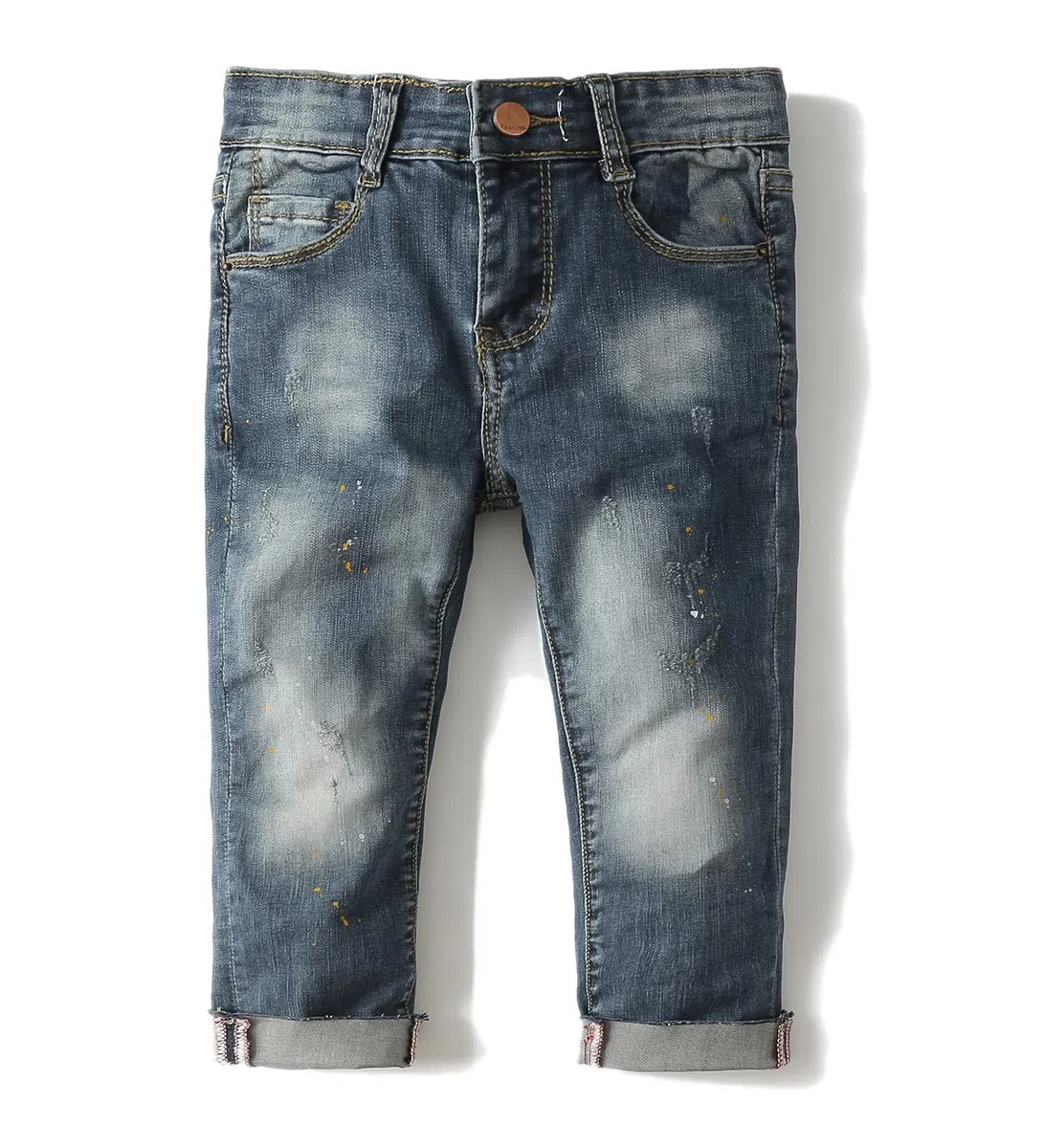 KIDSCOOL SPACE Jeans Slim da Bambina, Fascia Elastica per Bambini all'Interno di Pantaloni di Jeans Strappati