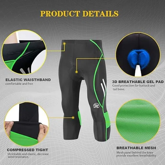 MEETWEE - Herren 3/4 Radhose Fahrradhose, Pantaloni da Ciclismo da Uomo a 3/4 Uomo