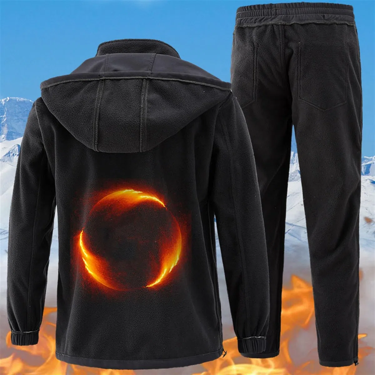 Completo Da Sci Da Uomo In Due Pezzi, Completo Da Sci Con Cappuccio Resistente All'usura Antivento Caldo Da Uomo Set Da 2 Pezzi, Abbigliamento Da Alpinismo Impermeabile Ampio Moda