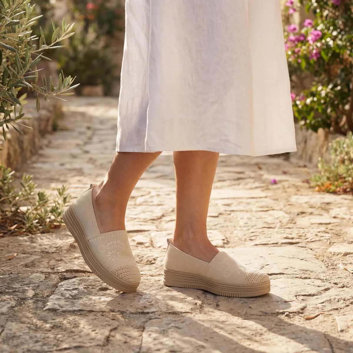 GLAMORA Mocassini Donna Espadrillas Ballerine Slip On Senza Lacci Leggeri Traspiranti Punta Rinforzata Ricamo Elastico Suola Antiscivolo Scarpe Basse Comode Estate