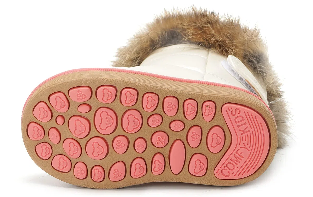 KVbabby Bambine e Ragazze Carino Stivali da Neve Morbide Fodera calda Stivali Scarpe di Cotone Piatto Pelliccia Stivali,bianco,23 EU = produttore 24