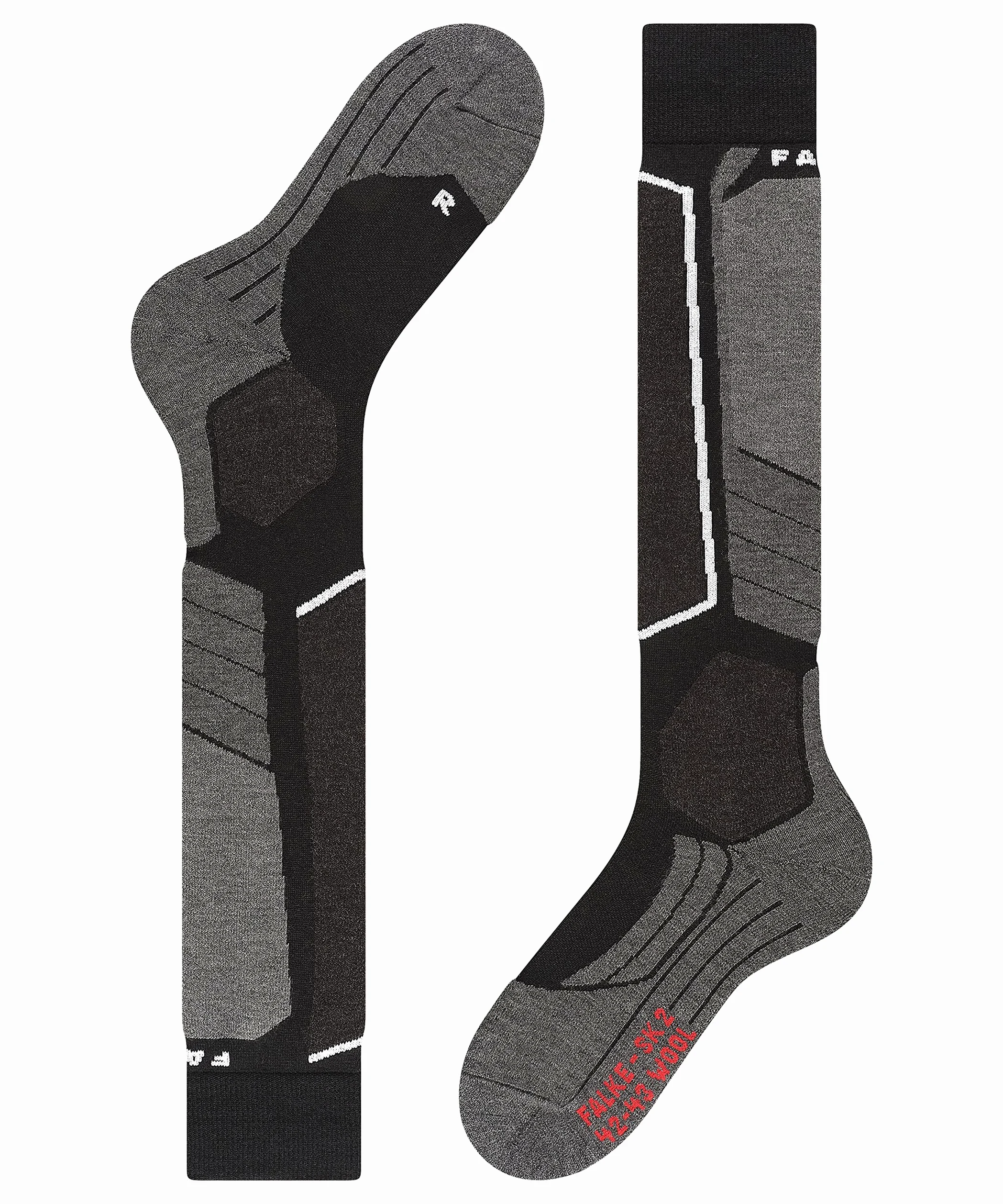FALKE uomo SK2 Wool calzini da sci traspiranti asciugatura rapida termoregolanti antiodore lana filo funzionale imbottitura media protezione tibia spessi caldi 1 paio