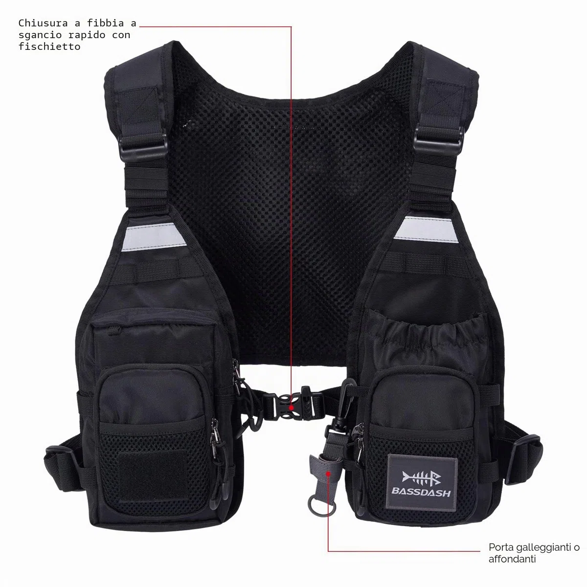 Bassdash FV08 - Gilet da pesca a mosca, ultra leggero, taglia unica