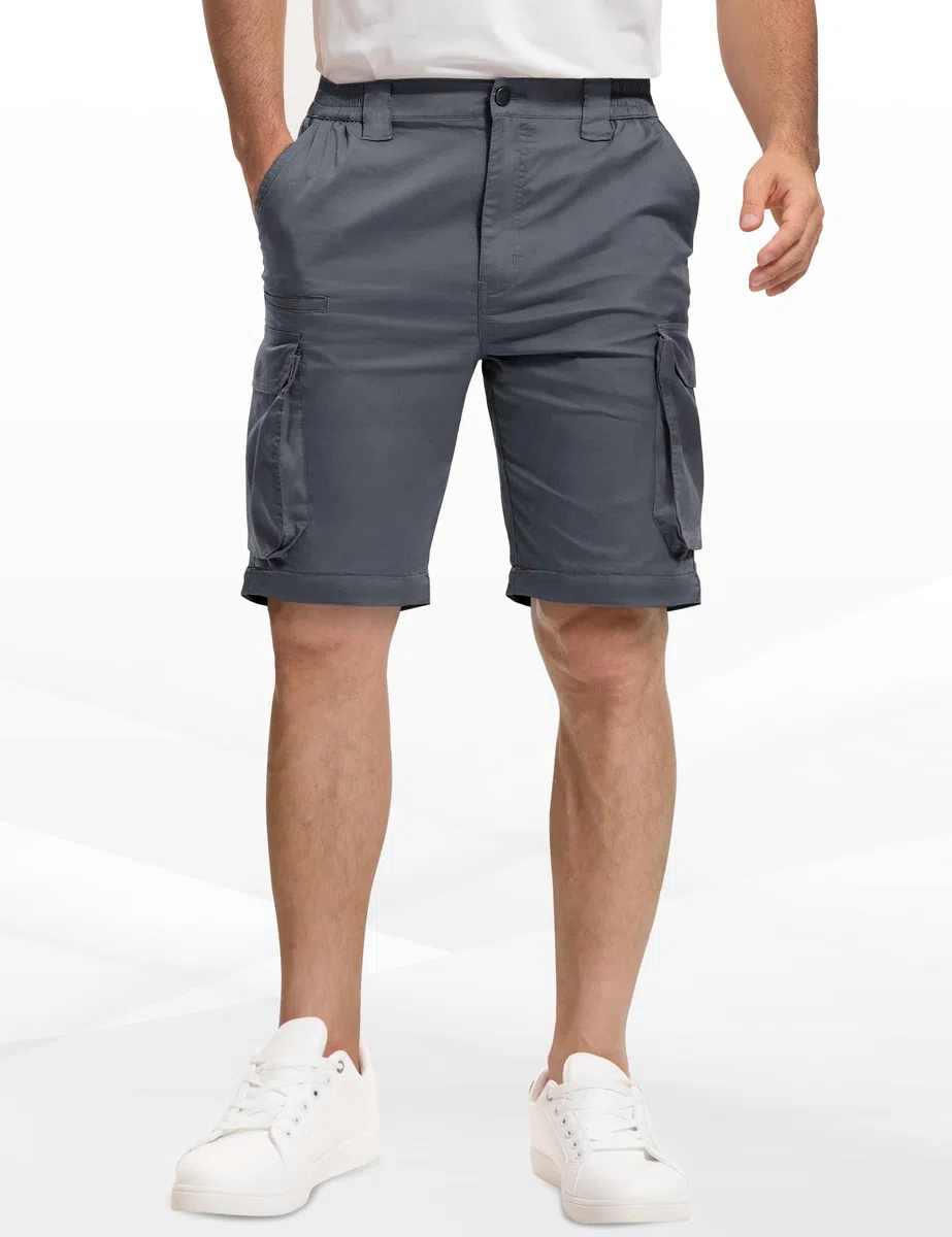 MOURCE Pantaloni da trekking da uomo con zip off, leggeri ad asciugatura rapida, da uomo, 8 tasche, per campeggio, viaggi, pesca