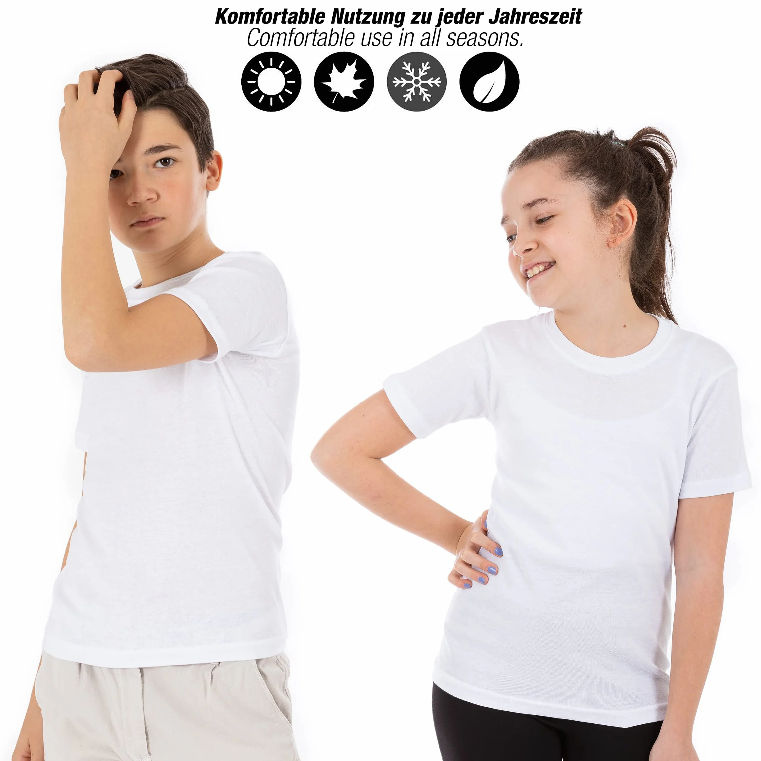 LOREZA ® 3/6 Confezione di Biancheria Intima per Bambini Unisex a Maniche Corte per Ragazzi Camicia Intima per Ragazze 100% Cotone