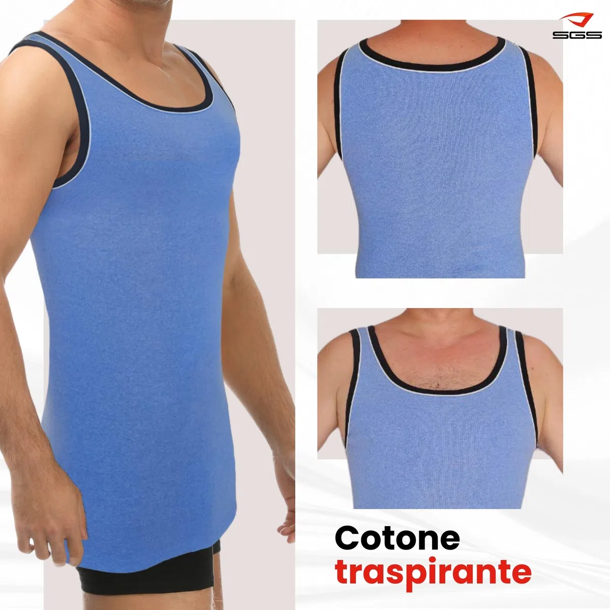 SGS Confezione da 5 Canottiere Uomo Cotone Extra Lungo +12cm - Magliette Intime o Canotte Sportive - Canotta Uomo a Costine S-6XL