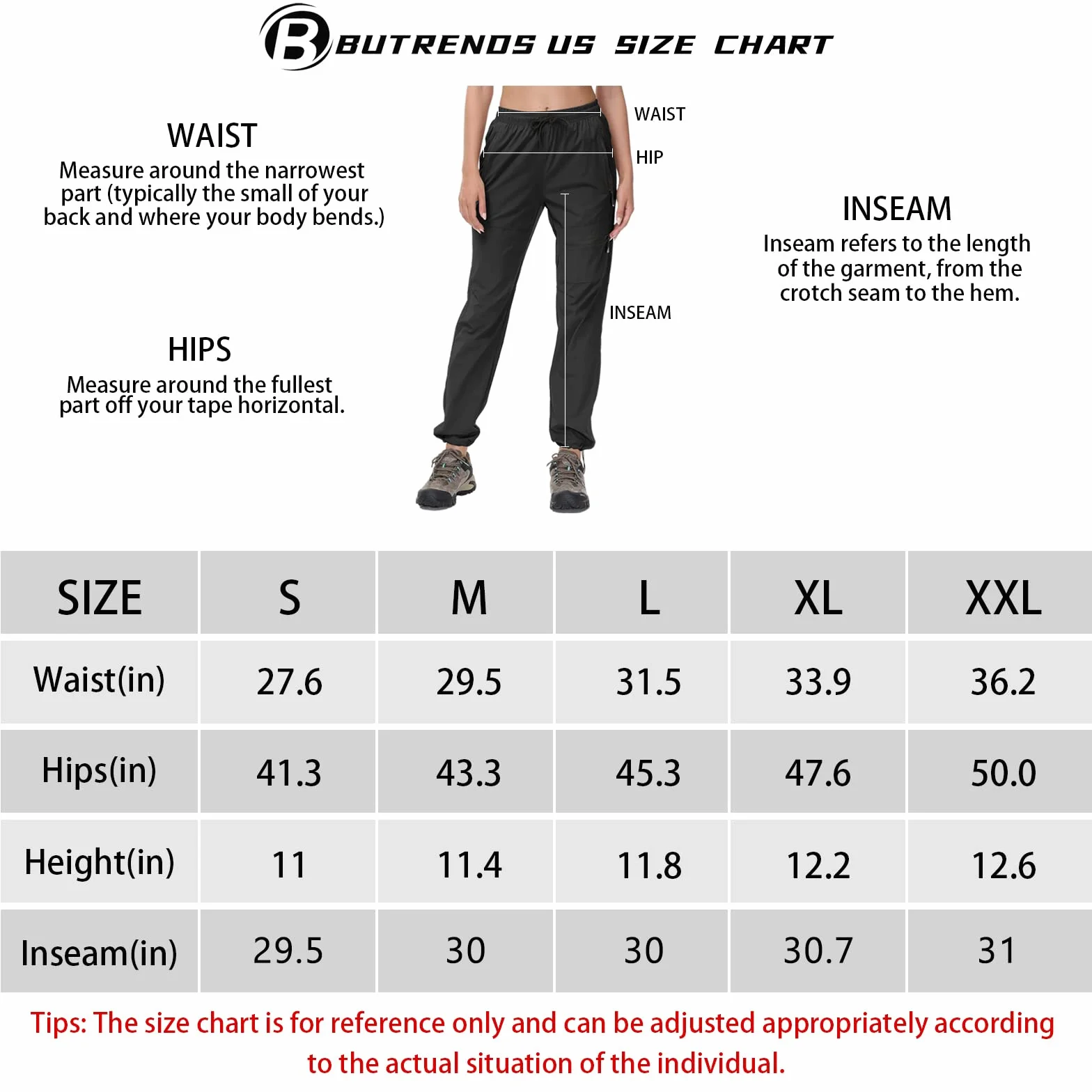 Butrends Pantaloni da Escursionismo da Donna Pantaloni da Trekking Impermeabili da Campeggio ad Asciugatura Rapida Protezione UV con Tasche con Cerniera