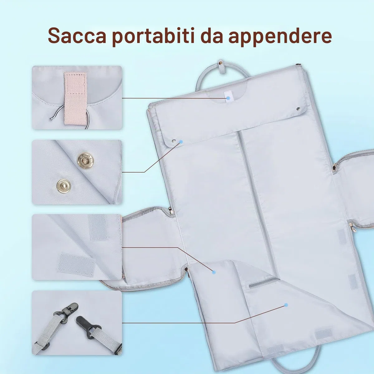 Borsone da viaggio per indumenti, da donna, Blu, Large