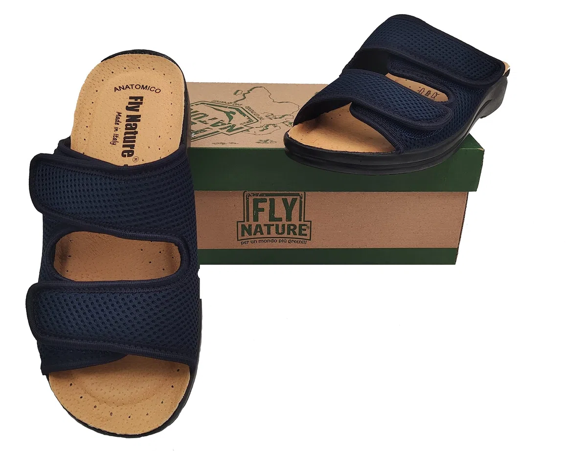 Fly Nature Eccezionali Ciabatte Uomo Casa Doppia Fascia in Nido d'Ape Pantofole AntiSudore Estive Aperte e Regolabili Sottopiede Anatomico Ciabatte Ortopediche Massimo Comfort 100% Made in Italy