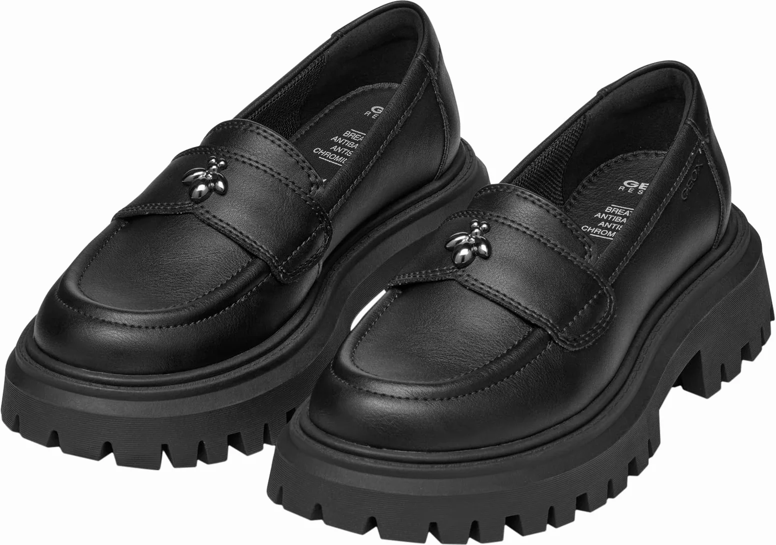 Geox Girl's J Maquinnens E Moccasin, Nero, 8 UK