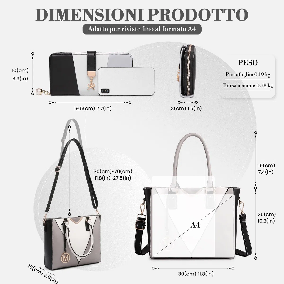 Miss Lulu Borsa Tote Donna Grande, Borse Media Firmate PU Pelle Tracolla a Forma di V, Ampia e Pratica per Viaggio, Università e Lavoro Nero