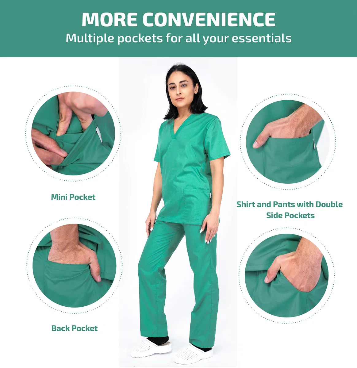 Mazalat Work Wear Scrub Medico Donna – Completo Unisex Casacca e Pantaloni | Divise Sanitarie Donna Cotone | Traspirante e Comodo per Medici, Infermieri, OSS e Personale Sanitario