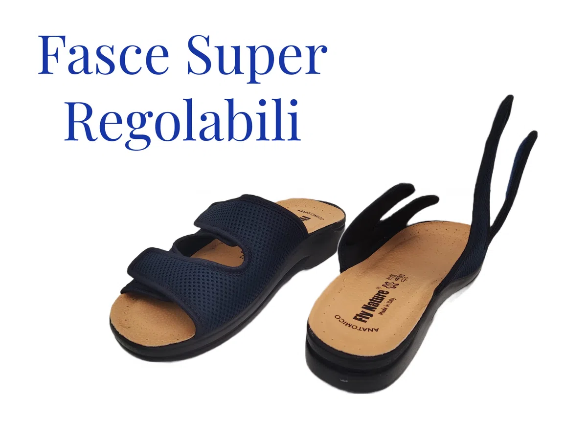 Fly Nature Eccezionali Ciabatte Uomo Casa Doppia Fascia in Nido d'Ape Pantofole AntiSudore Estive Aperte e Regolabili Sottopiede Anatomico Ciabatte Ortopediche Massimo Comfort 100% Made in Italy