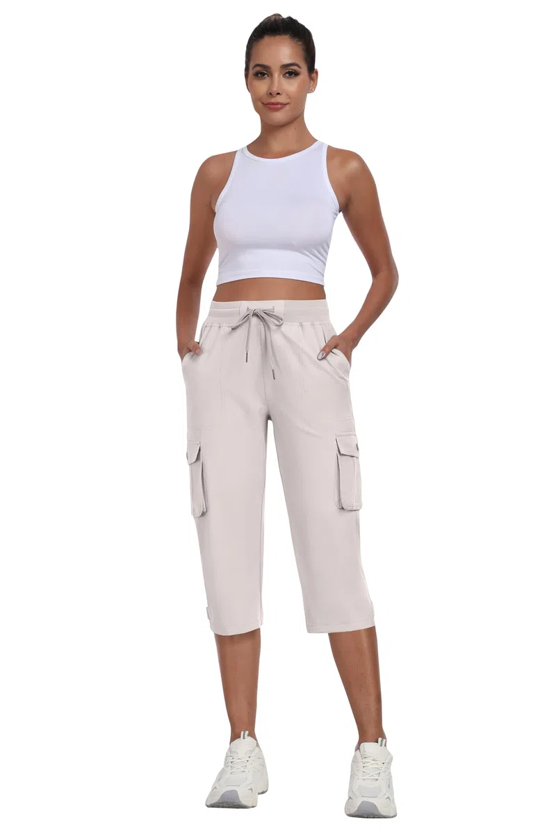 MoFiz Pantaloni Cargo Capri da Donna Estivi Pantaloni a 3/4 Trekking Sportivo Pantalone Leggero con Tasche