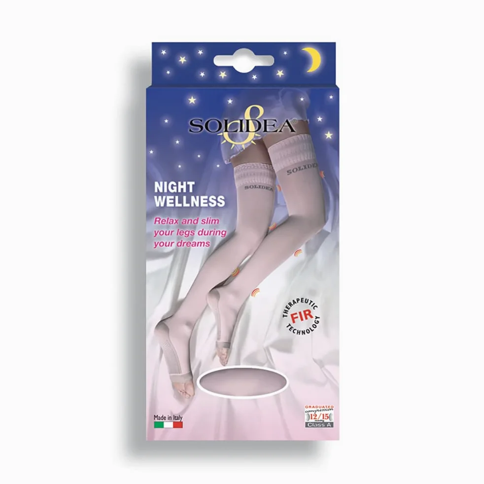 SOLIDEA Calze Autoreggenti Donna Night Wellness 70 Denari Calze Compressione Graduata, Calze Notturne