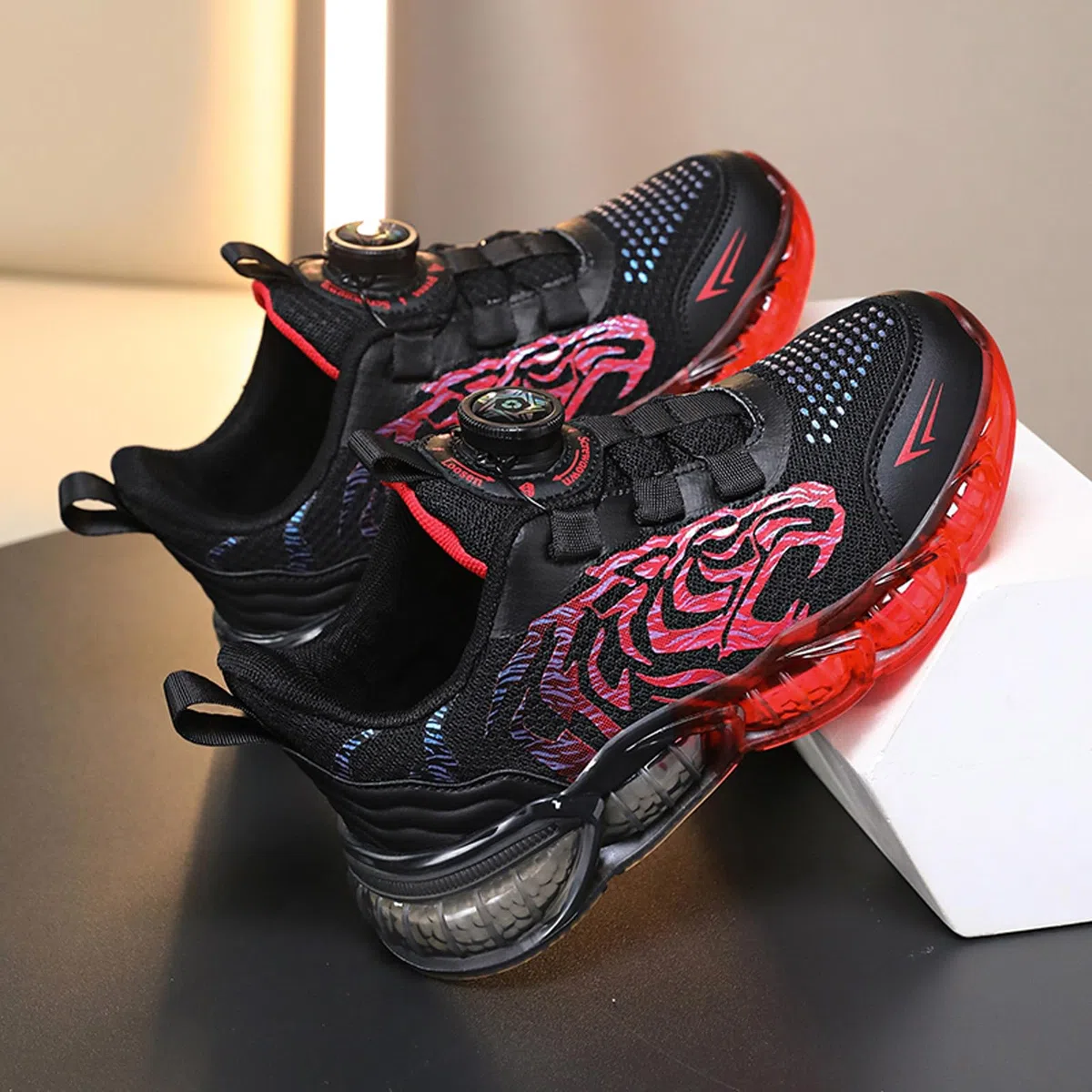 Scarpe da Ginnastica per Bambini, Scarpe da Corsa alla Moda per Ragazzi, Scarpe Sportive con Motivo Drago Tigre, Comode Scarpe da Jogging Traspiranti Leggere EU28-39