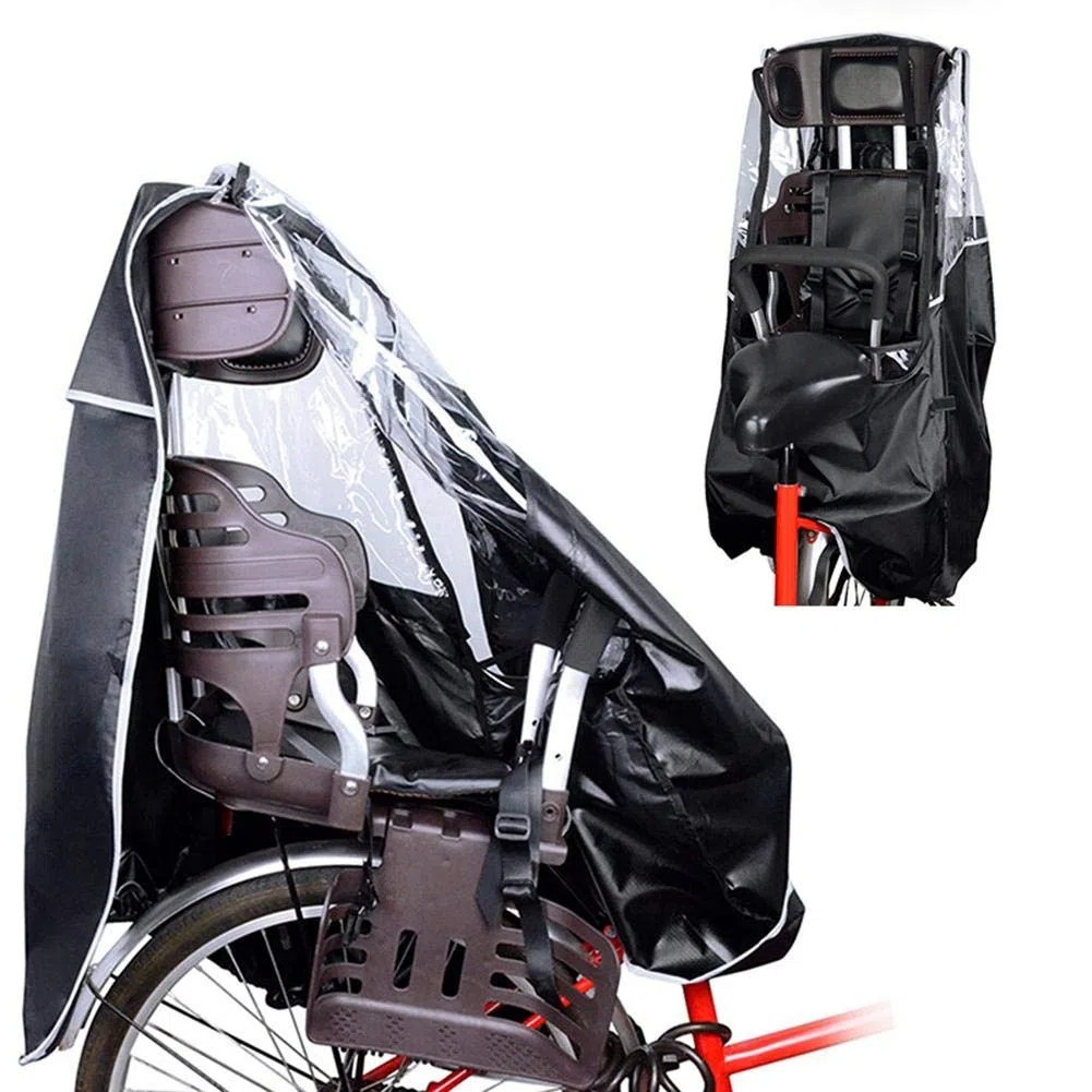 Copertura antipioggia per bicicletta Impermeabile per bicicletta per bambini Copertura antipioggia per bicicletta Protezione per la pioggia Sedili posteriori per bici Cappotto antipioggia(nero)