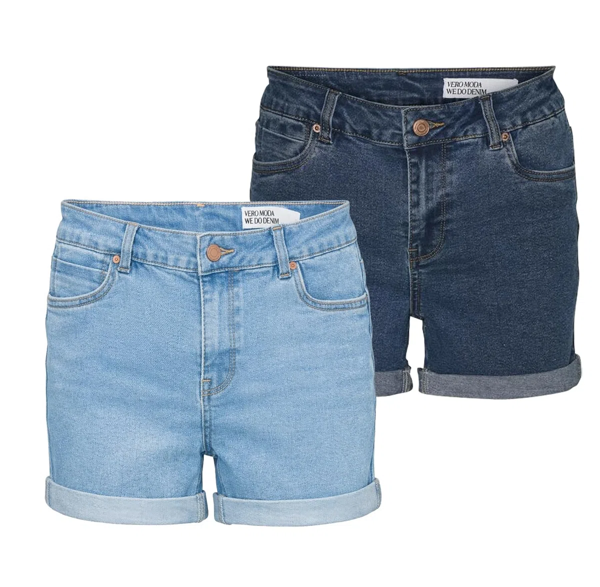 VERO MODA Shorts Denim con Orlo Arrotolato e Tasche