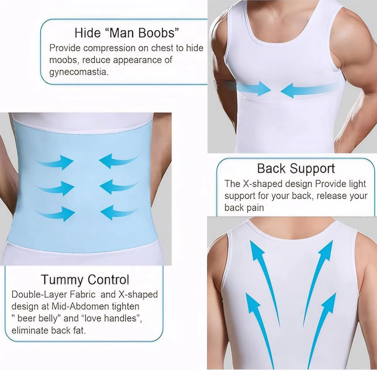 Canotta Compressione Uomo Shapewear Contenitiva Snellente Maglia Intimo Fitness Dimagrante Elasticizzata Fascia Pancia Canottiera