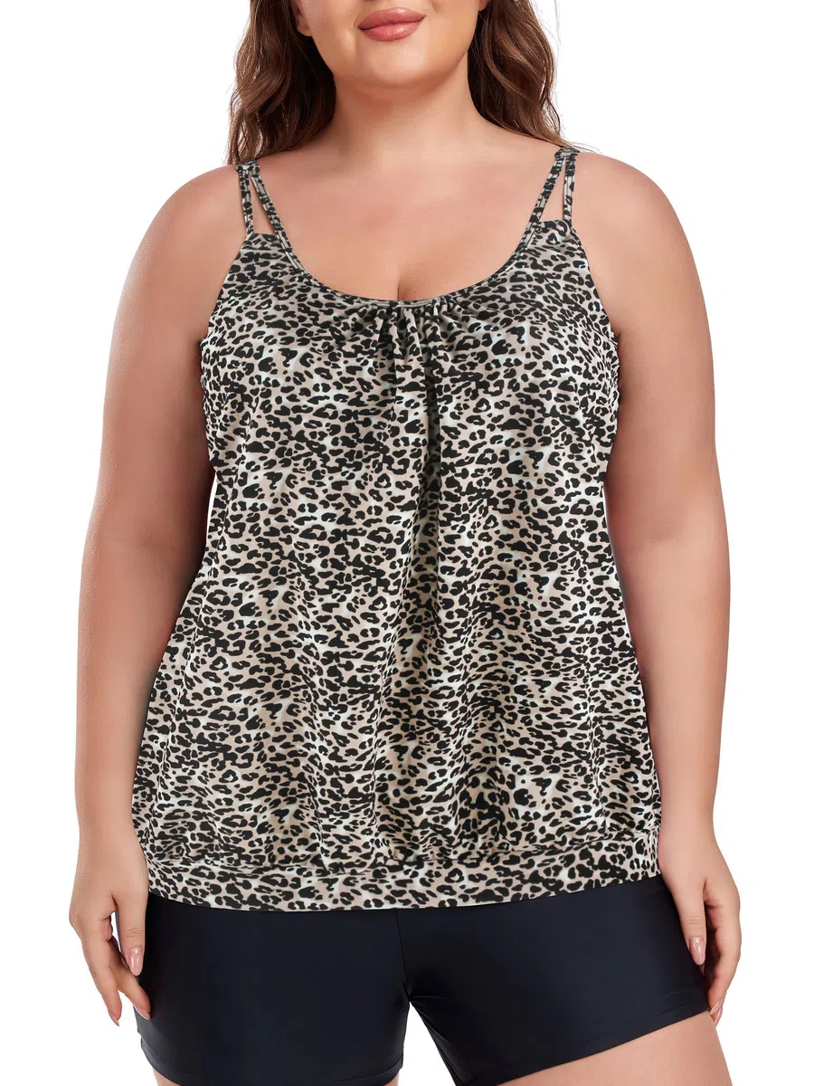 Ocean Blues Tankini da donna senza ferretto, taglie forti, con spalline regolabili e blouson, vestibilità ampia